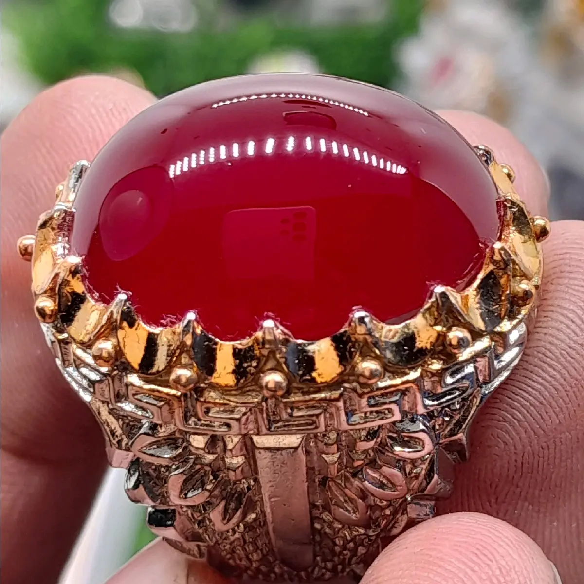 cincin red chlasedony mumbul ring mewah Batu