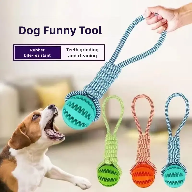 [Pet Toy] Pet Dog Cotton Rope Toys Interactive Stretch Food Leakage Rugby Relieving Depression Teddy Corgi Cord Teether Knot Pet Bite-Resistant