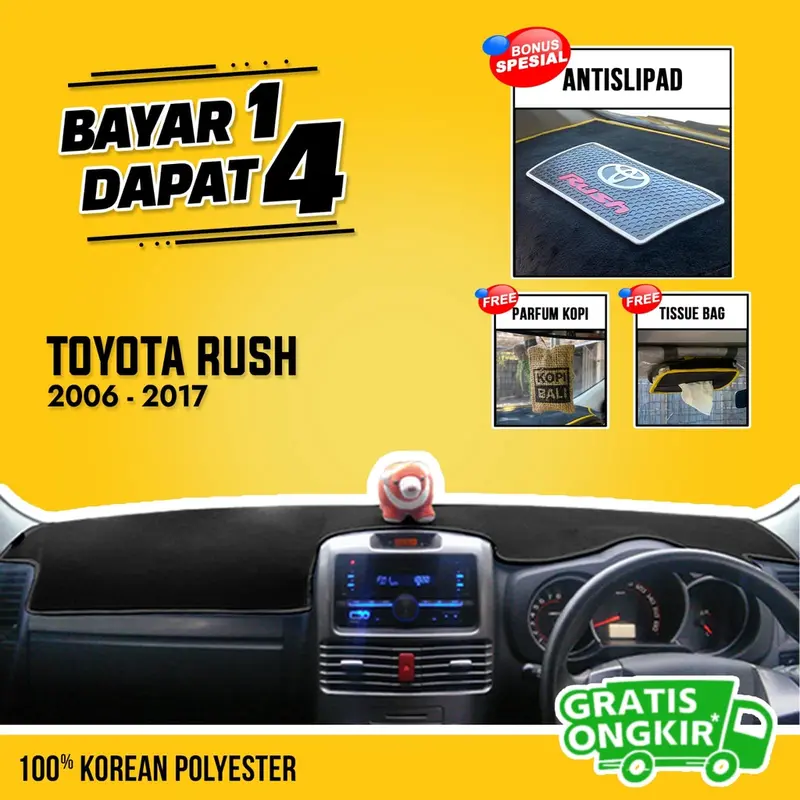Aksesoris Interior Mobil TOYOTA RUSH LAMA 2006-2017 Untuk karpet Alas Pelindung Dashboard atau Taplak Penutup Dasbor Anti Panas Bahan Bludru Premium Korean polyester 1