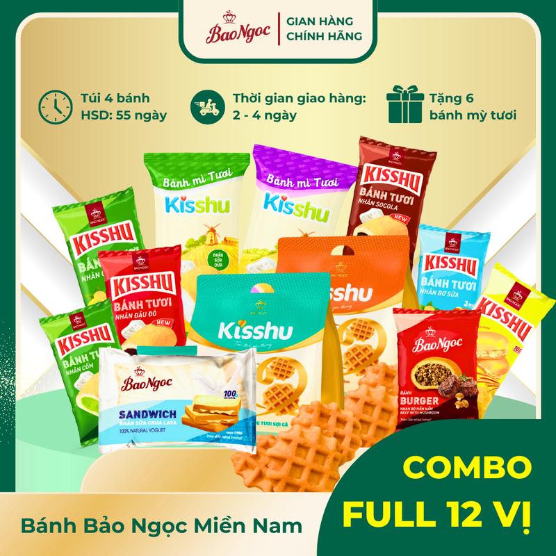 [COMBO Full 12 Vị] Combo 12 Vị Bánh Kisshu Tha Hồ Lựa Chọn, Bánh Tươi Bảo Ngọc