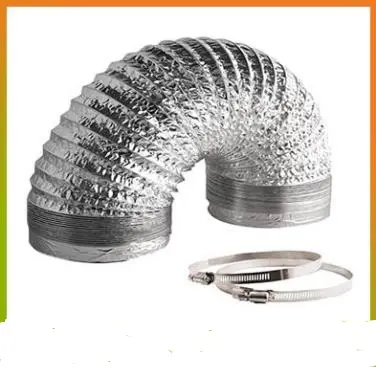 Ống gió bạc thông khói thông khí nhiều cỡ, set 1m, đai xiết (cổ dê)