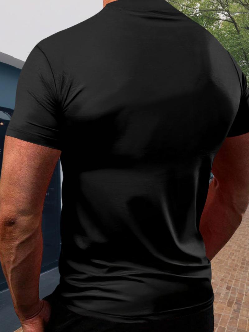 Product Introduction of Men's Solid Round Neck Short Sleeve Tee, Regular Fit Casual Breathable Quick Drying Crew Neck T-Shirt for Summer, Fashion Men's Top for Daily Wear 6