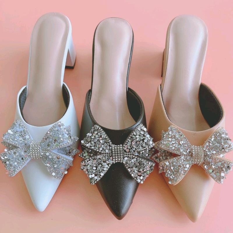 Giày sục nữ cao cấp mũi nhọn, gắn nơ sang trọng Cao Su Shoes DéP - dòng sản phẩm mới depnuhottrend 2023
