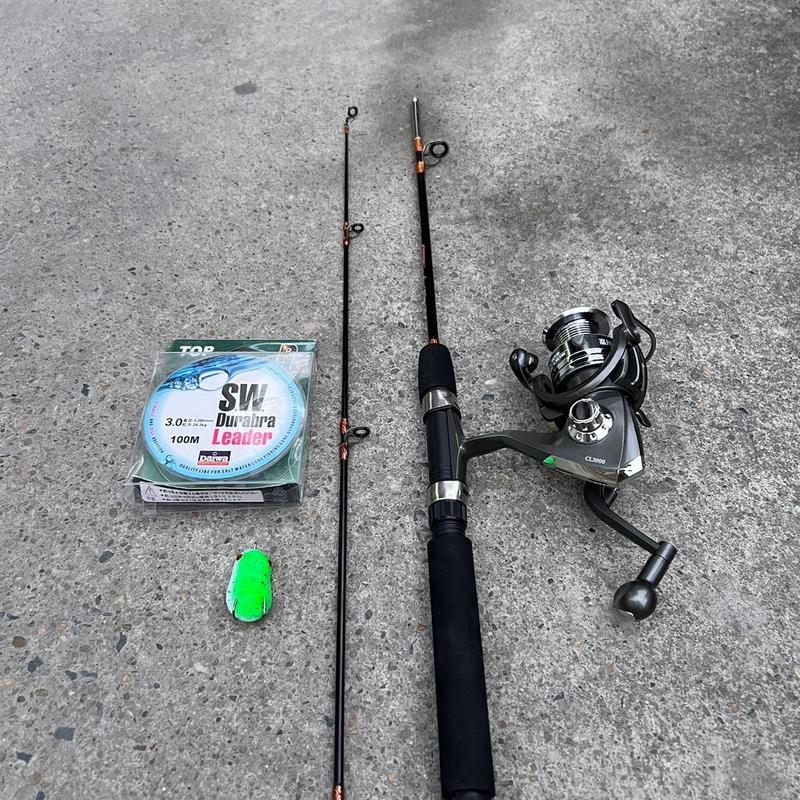 Combo Cần Câu Cá 2 Khúc ĐẶC ĐEN  Shimalo Scabar 1m2 Và Máy CL 3000Kèm Nhái Hơi + 1 Dù