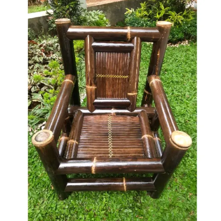 kursi bambu hitam kursi tamu klasik ukuran 75x56x57cm (BONUS SABUN MANDI) 0