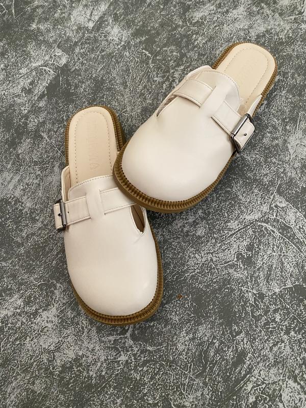 Sục đế bệt da mềm , đủ 2 màu be kem - đen Nữ GiàY