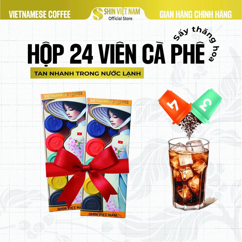 Combo 24 Viên Mix Cà phê Nguyên Chất Shin - Từ 2 Hạt Cà Phê Arabica và Robusta Tan Trong Nước Lạnh