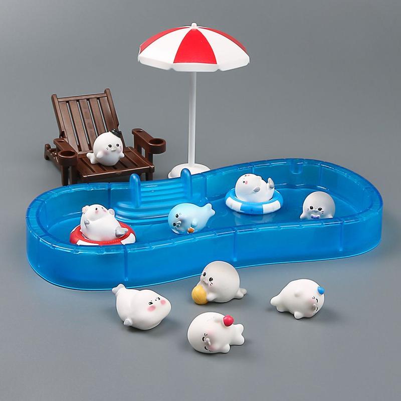 Product Introduction of Marine Cartoon Animal Resin Figurines Decorative Doll Desktop Miniature Decorations Office Desk Ornament Desktop Stress Relief Toy Figures Accessory Gift 14
