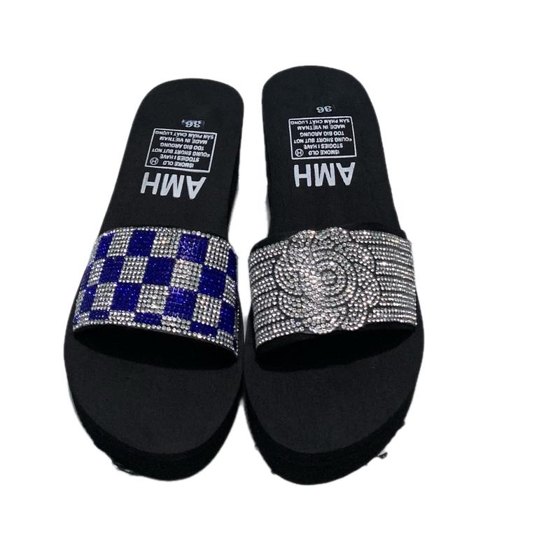 Dép quai ngang đính đá đế xốp đúc 5cm - 7cm - 9cm - 12cm ( chân tròn , đầy tăng 1 size ) 3