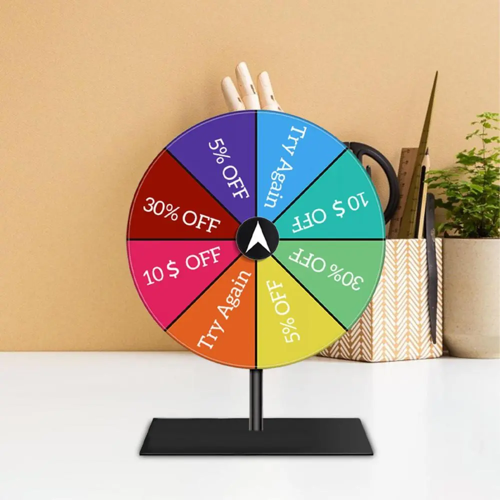 Tabletop Prize Turntable Erasable Lucky Draw Roulette Wheel for Party Interactive Learning Game Gatherings Tradeshow Carnival