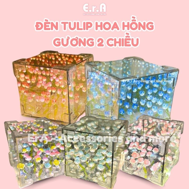 [DIY] Set tự làm Đèn hoa tulip khung vuông tráng gương handmade, đèn hoa tuylip sang trọng quà tặng sinh nhật, tặng người yêu 20/10