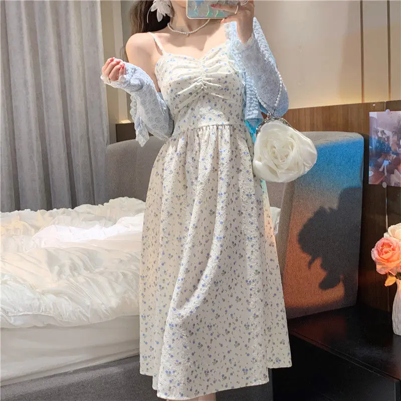 Đầm Hoa Thanh Lịch, Tình Yêu Đầu Tiên Kiểu Pháp, Dây Đeo Eo, Áo Cardigan Ngọt Ngào Mới 2024 Mùa Hè Cho Nữ, Áo Chống Nắng Women Dress 5