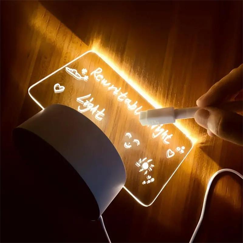 DIY Whiteboard Table Light, Acrylic Writing Board LED Night Light, USB Powered Ambient Light For Bedroom, Living Room, Bedside, Home Decor 3
