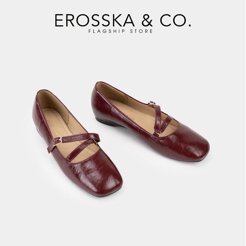 EROSSKA - Giày búp bê nữ kiểu giày ballet core đế độn cao 2cm màu nâu - EL071 8