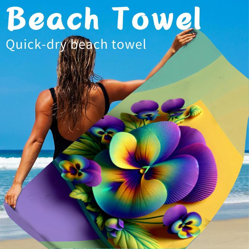Floral Pattern Beach Towel, Soft Quick Drying Towel, Lightweight Absorbent Towel for Beach, Travel, Camping, Beach Party, Picnic 8
