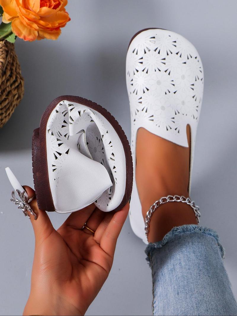 Product Introduction of Women's Fashionable Hollow Out Design Slip on Sneakers, Casual Comfortable Breathable Low Top Shoes, All-match Commuter Shoes for Work & Daily Wear, Girl 3