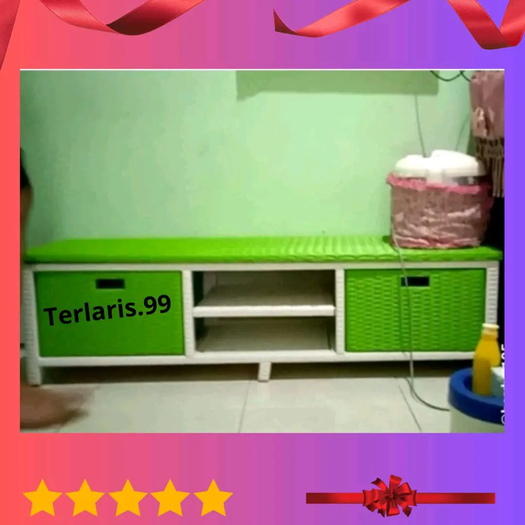 Lemari Rotan Sintetis Laci 3.CD Meja Tv Minimalis