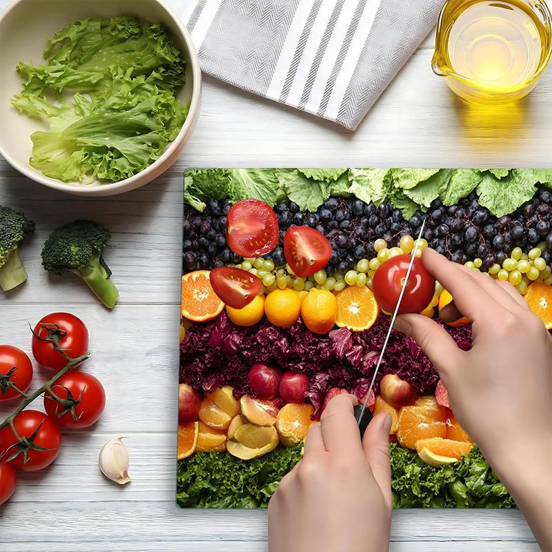 Fruit & Vegetable Pattern Kitchen Cutting Board, Durable Heat Resistant Non-slip Chopping Board, Kitchen Decor Supplies 4