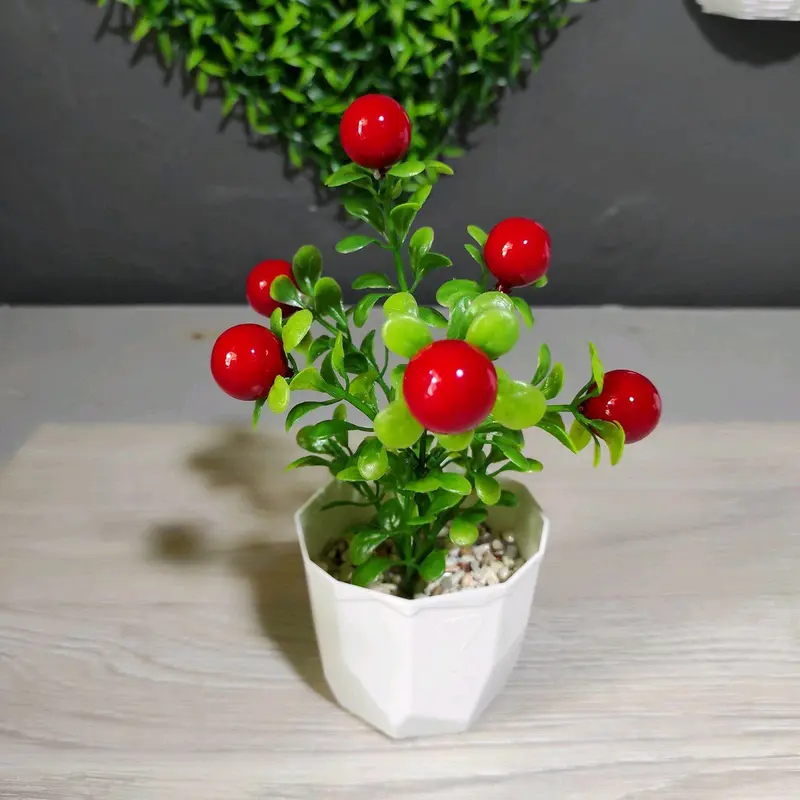 BUNGA HIAS ARTIFICIAL BUAH DEKORASI SUDAH TERMASUK POT DAN BATU ALAM Dekorasi 5