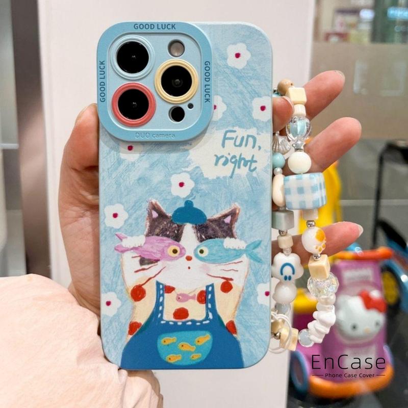  Ôpa Lưng Cho Oppo A5 Pro A18 A60 A15 A3X A57 A3s A55 A17 A54 A3 A38 A16 A12 A7 Hoạt Hình Dễ Thương Vẽ Bậy Mèo Cá Ốp Lưng 