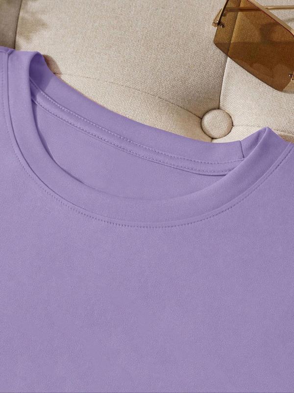 Women's Cartoon Graphic Print Round Neck Tee, Fashion Casual Drop Shoulder Short Sleeve T-shirt for Daily Wear, Ladies Summer Clothes, Summer Clothes for Women, Womenswear for Summer 3