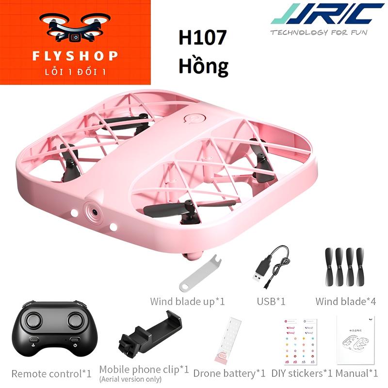 Flycam H107 Hồng [JJRC] Flycam Camera HD, flycam Hồng, máy bay điều khiển từ xa, Máy bay không người lái nhỏ gọn, kiểu dáng lạ mắt, cuộn tròn 360 độ, 3 cấp tốc độ di chuyển, quay vòng quanh mục tiêu, quay tròn quanh vị trí Drone Chụp Ảnh
