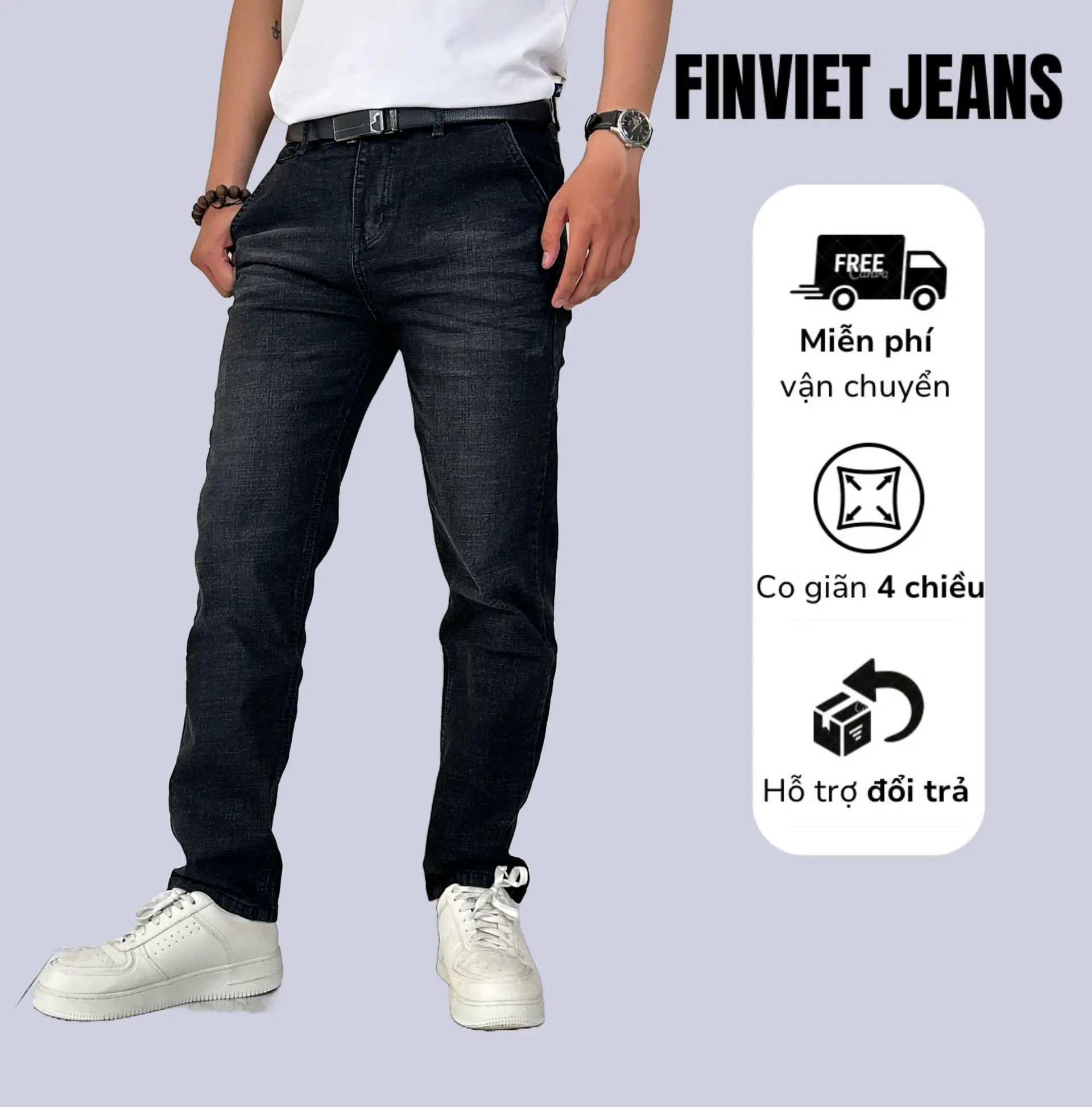F.101 QUẦN JEAN NAM TÚI XÉO CAO CẤP CHẤT VẢI CO GIÃN FORM CHUẨN MẪU MỚI FINVIET JEAN