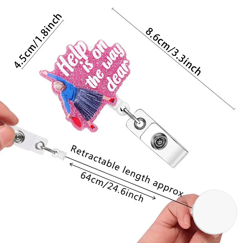 Cute Badge Holder, 1 Count Retractable Badge Reel, Creative ID Badge Holder with Clip for Nurse Doctor Student Worker Volunteer 5