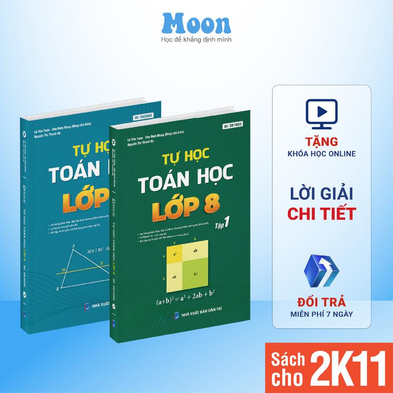 Sách toán lớp 8, combo tự học toán học Moonbook