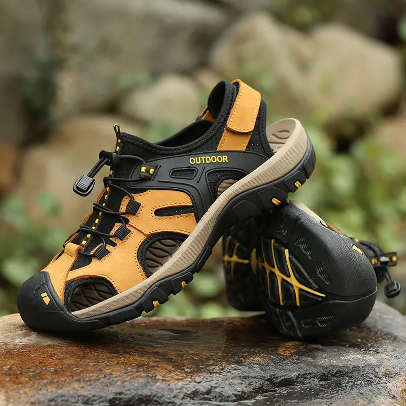 Prelesty Sandal Hiking Pria Gunung Original Sendal Outdoor Keren Kulit Asli Cowok Bernapas Musim Panas Waterproof Trekking 002 3