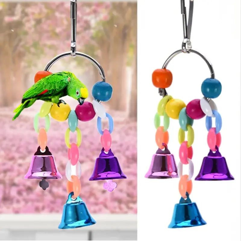1pc Colorful Parrot Toys Suspension Hanging Bridge Chain Pet Bird Parrot Chew Toys Bird Cage Toys for Parrots Birds Cage Decor