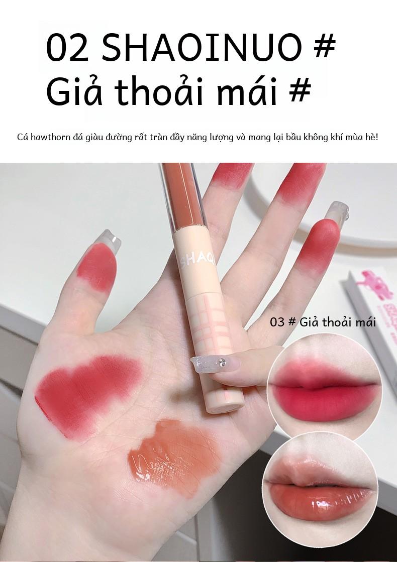 Product Introduction of Son Kem Hai Trong Một SHAQINUOTính Năng Gương, Với Son Kem Môi, Cho Hiệu Ứng Ánh Sáng Nước Ở Một Đầu, Son Môi Nhung Lì Cho Hiệu Ứng Mây Ở Đầu Khác. 11