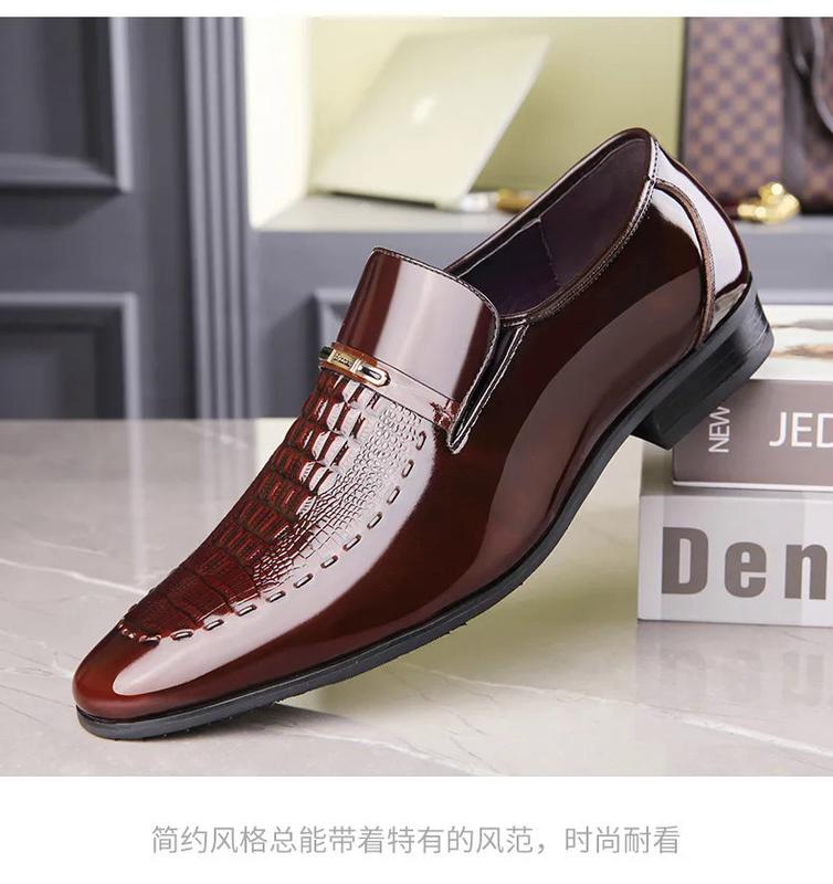 Product Introduction of New 2024 Men Leather Shoes Business Classic Office Shoes for Men Crocodile Pattern Men Dress Shoes Breathable Brand Casual Shoes 8