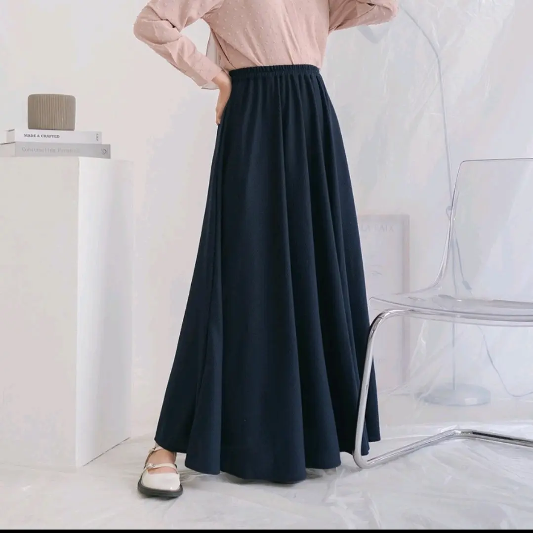 rok panjang bahan ceruty bebidol lapis furing higet Polos