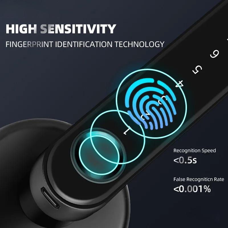 Product Introduction of Fingerprint Keyless Entry Door Lock Touchscreen Keypad Deadbolt Lock Reversible Handle Key Code Biometric Home Bedroom 1