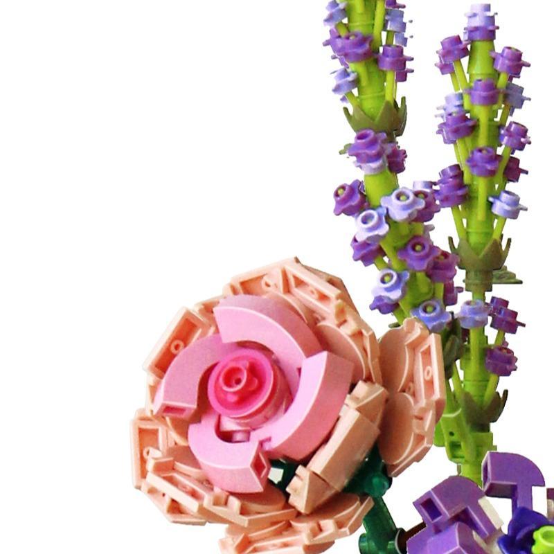 Flower Bouquet Design Building Blocks, DIY Educational Building Bricks Model, Building Blocks Playset, Christmas Gift, Unique Desktop Ornaments for Office Home Decor 2