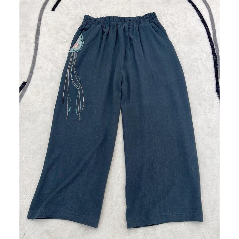 Quần linen 9 tấc thêu túi hoa sen ( Ms 18) Nữ Women 3