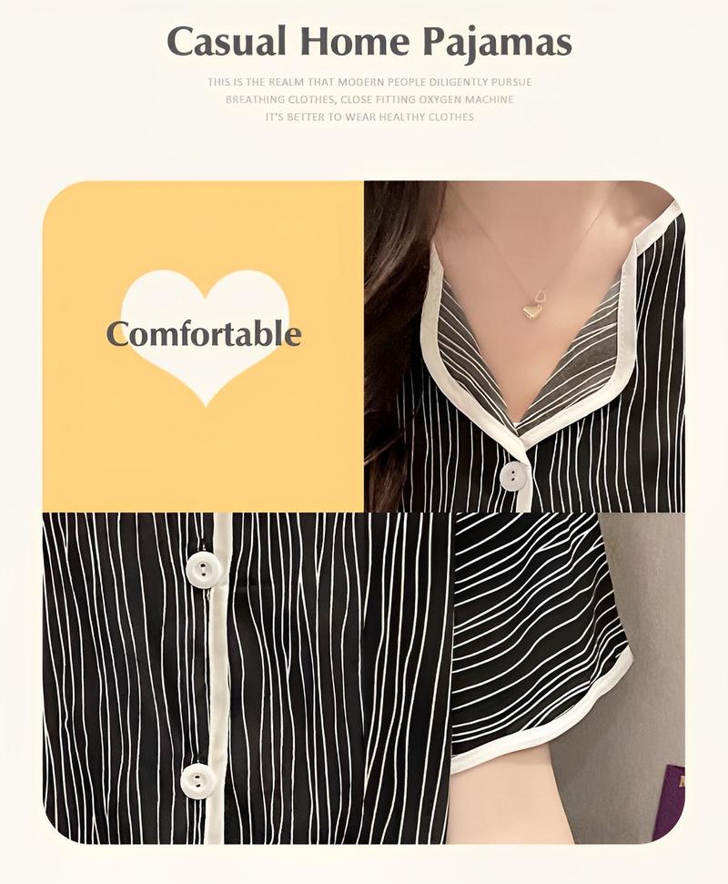 Product Introduction of MeTOo 3in1 cotton short sleeve cartoon pattern comfortable pajamas/sleepwear for women Loungewear Fabric Fashion Womenswear Clothes Button Collar Embroidered Korean Pants Shirt Style Lingerie Lady Breathable Homewear Pajama Set Pjs Trouser 11