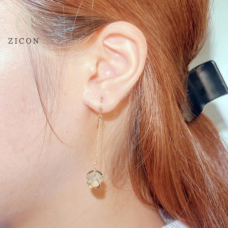 [Mã D21] Bông Tai Dáng Thả Ngọc Lớn, Dáng dài đính đá opal _ KP22 1
