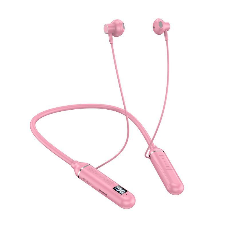 Tai Nghe Tương Thích Bluetooth Không Dây, Màn Hình Kỹ Thuật Số LED, Thiết Kế Cổ Yếm Âm Thanh Nổi Khử Tiếng Ồn, Thích Hợp Cho Thể Thao, Tai Nghe 8