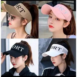 Topi Senam Wanita Summer Zumba Topi Knit Visor Sport Baseball Rajut Katun Sepeda Pantai Sunshade