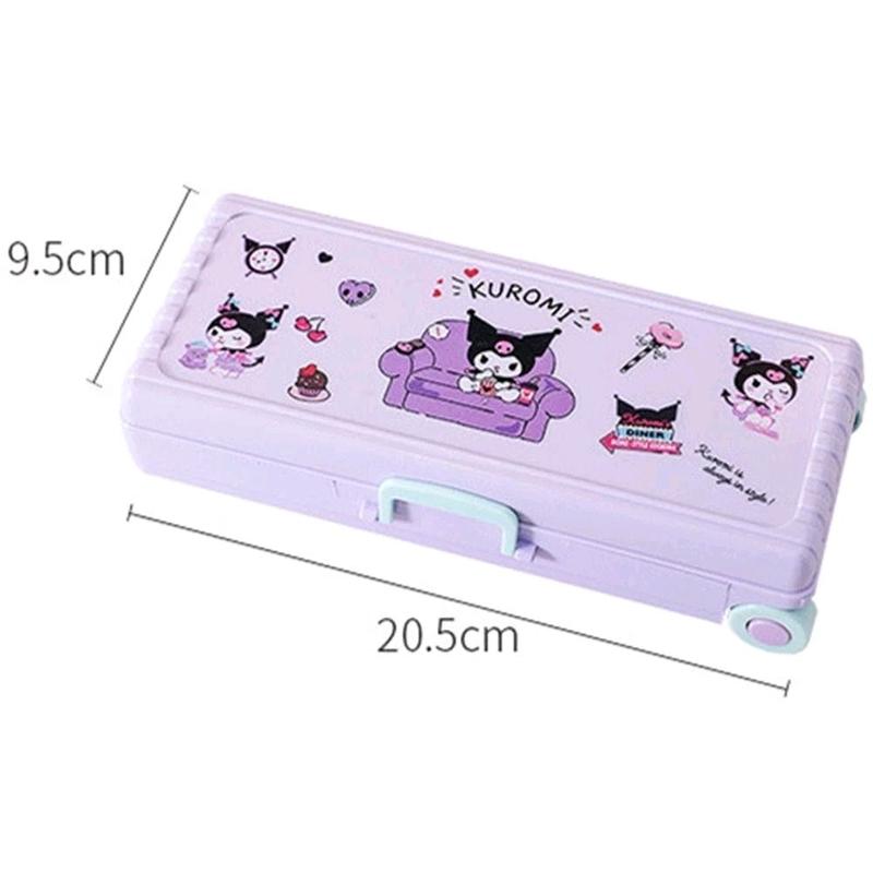 Hộp đựng bút Hai Tầng Hình Kuromi dễ thương với chất liệu PP bền chắc 6