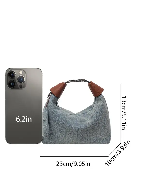 Women's Elegant Colorblock Denim Effect Design Crossbody Bag, Fashionable Zipper Shoulder Bag for Daily Used, Casual Trendy Versatile High-quality Daily Commuting Bag 1