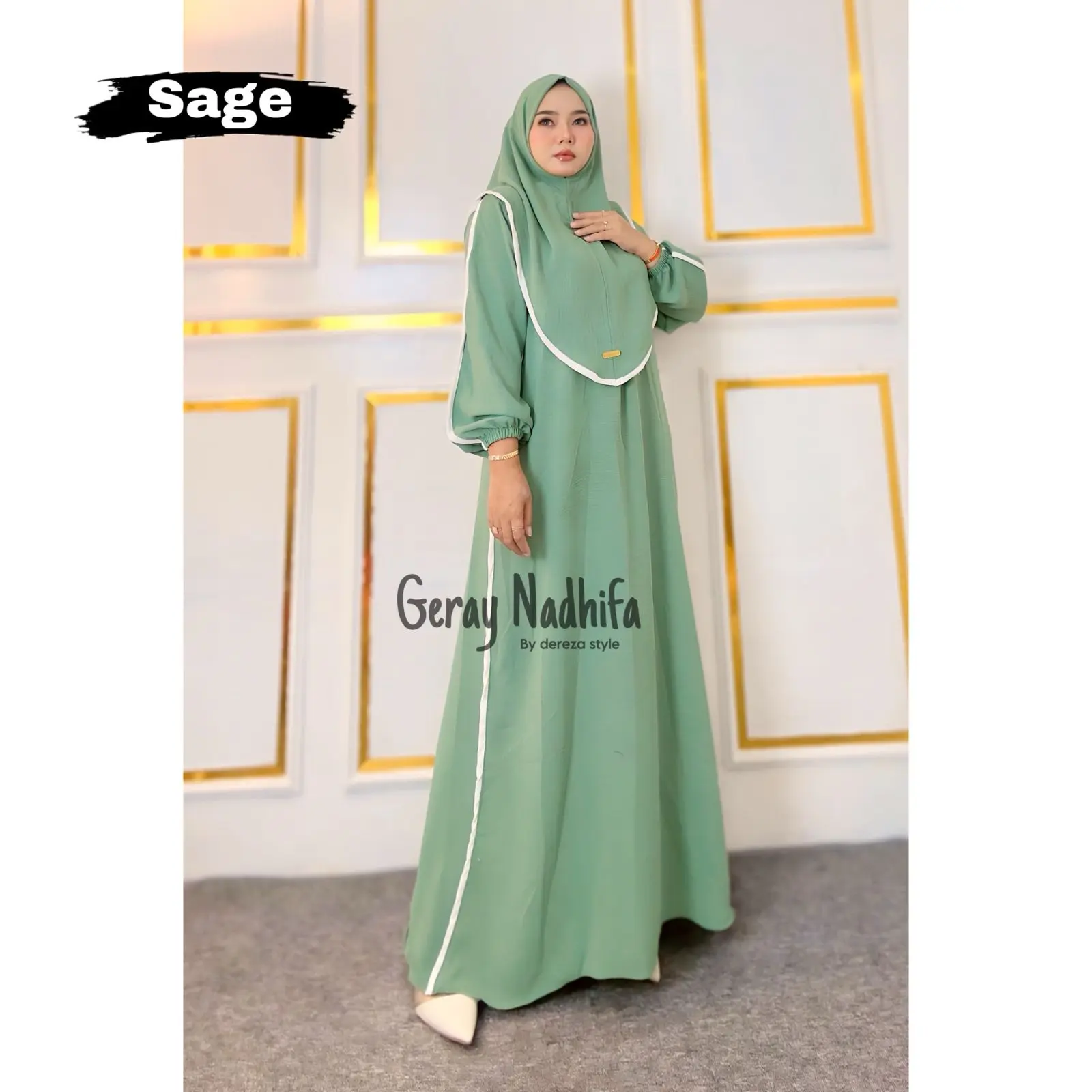 Fatimah abaya set hijab cringkle airflow by dereza style terbaru kekinian Gamis Crinkle Wanita Muslim