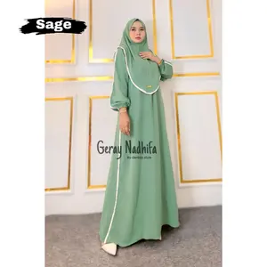 Fatimah abaya set hijab cringkle airflow by dereza style terbaru kekinian