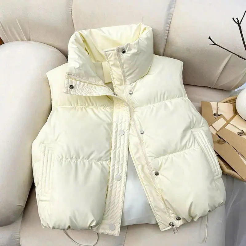 Áo phao ghile dáng ngắn chất Da Nữ Jacket Top áo phao tay 2