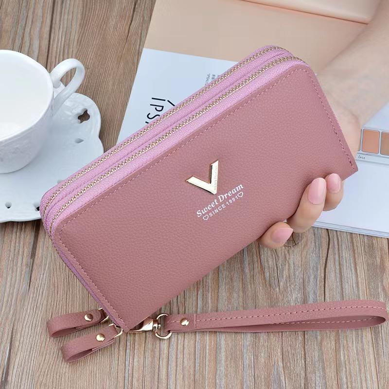 กระเป๋าสตางค์ใบยาว ซิปคู่ โลโก้ V (GC-001) กระเป๋าสตางค์แบบพกพา กระเป๋าสตางค์วิเวียน กระเป๋าเอนกประสงค์ กระเป๋าทุกแบบ 6