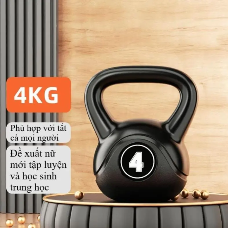 Tạ Bình Vôi, Tạ Ấm, Tạ Quai Xách, Tạ Chuông Bọc Nhựa 4kg  Dụng Cụ Tập Gym Tập Mông Đùi Gym Thể Dục Tại Nhà