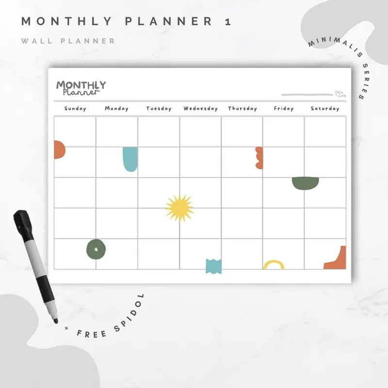 Wall Planner Solucine - Minimalis Series - Yearly Planner / Monthly Planner / Weekly Planner / Daily Planner / Meal Planner / Habit Tracker / Study Planner / To do List / Shopping List 2