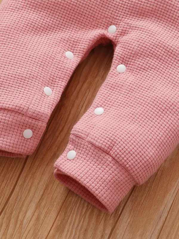 Baby Girl's Letter Print Long Sleeve Hooded Jumpsuit, Cozy Cute Casual One-piece Outfit for Newborn Infant Kids Spring & Fall Daily Wear, Baby Girl Clothes, Babies Clothes Nutmeg Female Baby Clothing Winter 2024 3